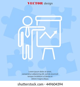 Web line icon. Business; Report (man at the flipchart)
