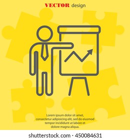 Web line icon. Business; Report (man at the flipchart)