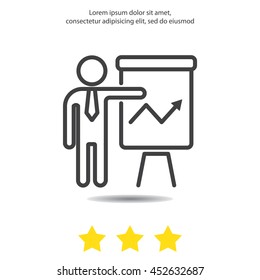Web line icon. Business; Report (man at the flipchart)