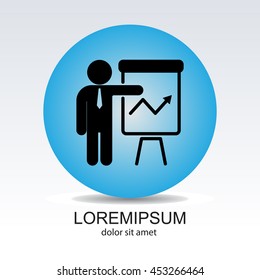 Web line icon. Business; Report (man at the flipchart)