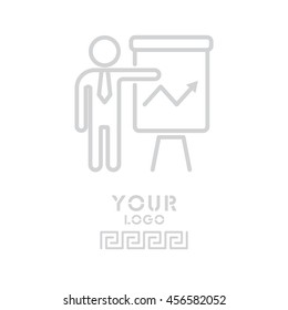 Web line icon. Business; Report (man at the flipchart)