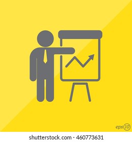 Web line icon. Business; Report (man at the flipchart)