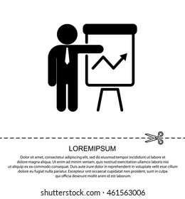 Web line icon. Business; Report (man at the flipchart)