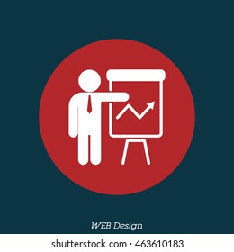 Web line icon. Business; Report (man at the flipchart)