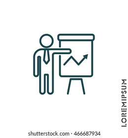 Web line icon. Business; Report (man at the flipchart)
