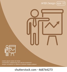 Web line icon. Business; Report (man at the flipchart)