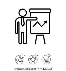 Web line icon. Business; Report (man at the flipchart)