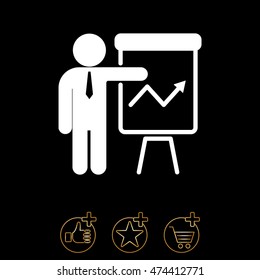 Web line icon. Business; Report (man at the flipchart)