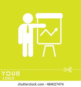 Web line icon. Business; Report (man at the flipchart)
