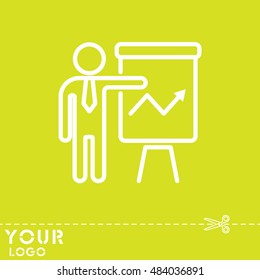 Web line icon. Business; Report (man at the flipchart)