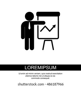 Web line icon. Business; Report (man at the flipchart)