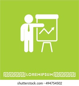 Web line icon. Business; Report (man at the flipchart)