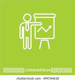 Web line icon. Business; Report (man at the flipchart)