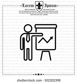 Web line icon. Business; Report (man at the flipchart)