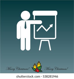 Web line icon. Business; Report (man at the flipchart)