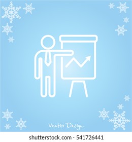 Web line icon. Business; Report (man at the flipchart)