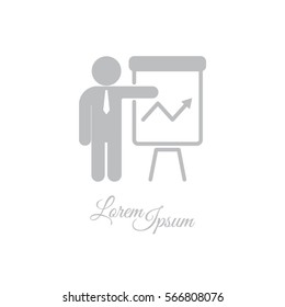 Web line icon. Business; Report (man at the flipchart)