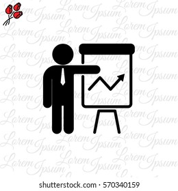 Web line icon. Business; Report (man at the flipchart)