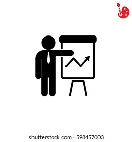 Web line icon. Business; Report (man at the flipchart)