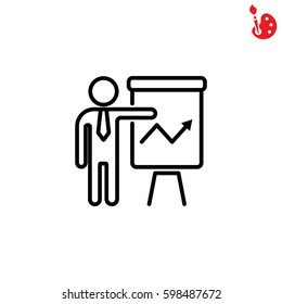 Web line icon. Business; Report (man at the flipchart)