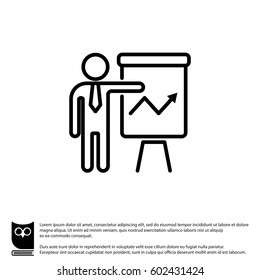 Web line icon. Business; Report (man at the flipchart)
