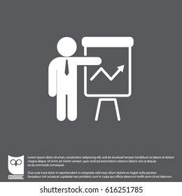 Web line icon. Business; Report (man at the flipchart)