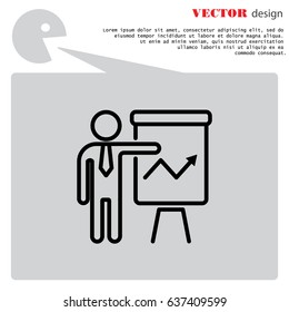 Web line icon. Business; Report (man at the flipchart)