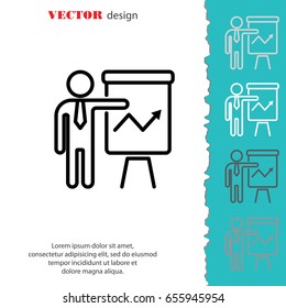 Web line icon. Business; Report (man at the flipchart)