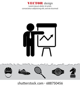 Web line icon. Business; Report (man at the flipchart)