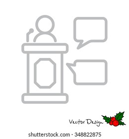 Web line icon. Business; Speaker, orator speaking from tribune 