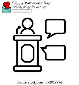 Web line icon. Business; Speaker, orator speaking from tribune 