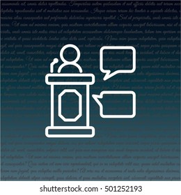 Web line icon. Business; Speaker, orator speaking from tribune 
