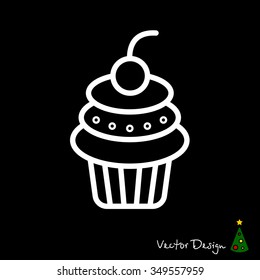 Web line icon. Cake. Birthday cake.