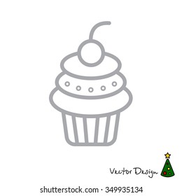 Web line icon. Cake. Birthday cake.