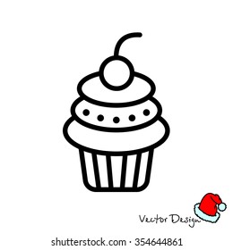 Web line icon. Cake. Birthday cake.