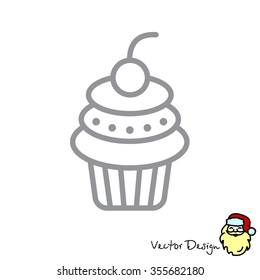 Web line icon. Cake. Birthday cake.