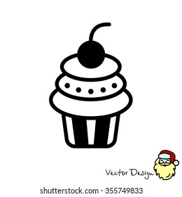 Web line icon. Cake. Birthday cake.