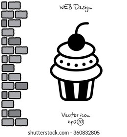 Web line icon. Cake. Birthday cake.