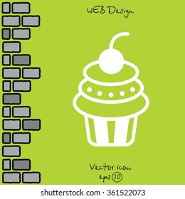 Web line icon. Cake. Birthday cake.
