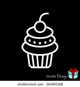 Web line icon. Cake. Birthday cake.