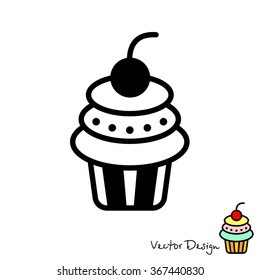 Web line icon. Cake. Birthday cake.