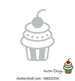 Web line icon. Cake. Birthday cake.