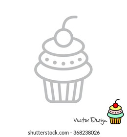 Web line icon. Cake. Birthday cake.