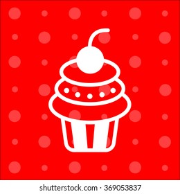 Web line icon. Cake. Birthday cake.