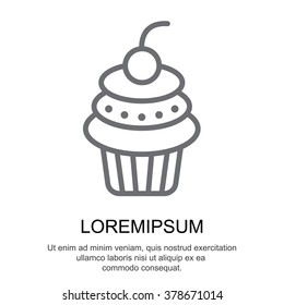 Web line icon. Cake. Birthday cake.