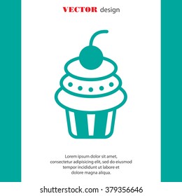 Web line icon. Cake. Birthday cake.