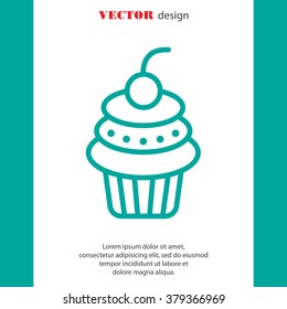 Web line icon. Cake. Birthday cake.