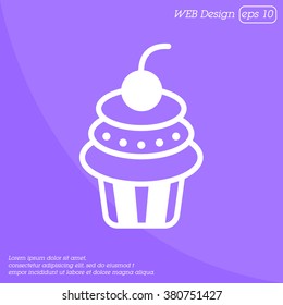 Web line icon. Cake. Birthday cake.