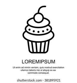 Web line icon. Cake. Birthday cake.