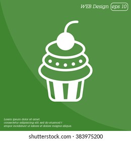 Web line icon. Cake. Birthday cake.